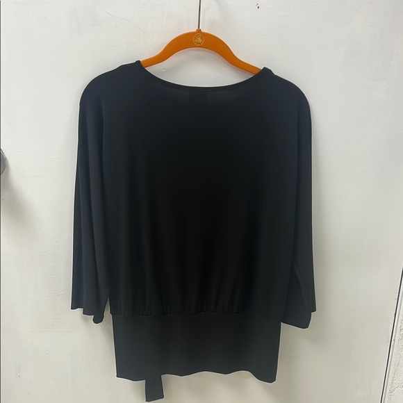 Clara Sun Woo Black Tie Front 3/4 Sleeve Blouse - Picture 2 of 4